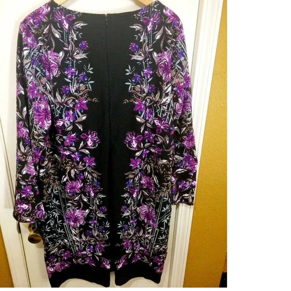 INC women's 2X bell sleeved stretchy floral deep v-neck "Bamboo Blossom" dress - Image 5