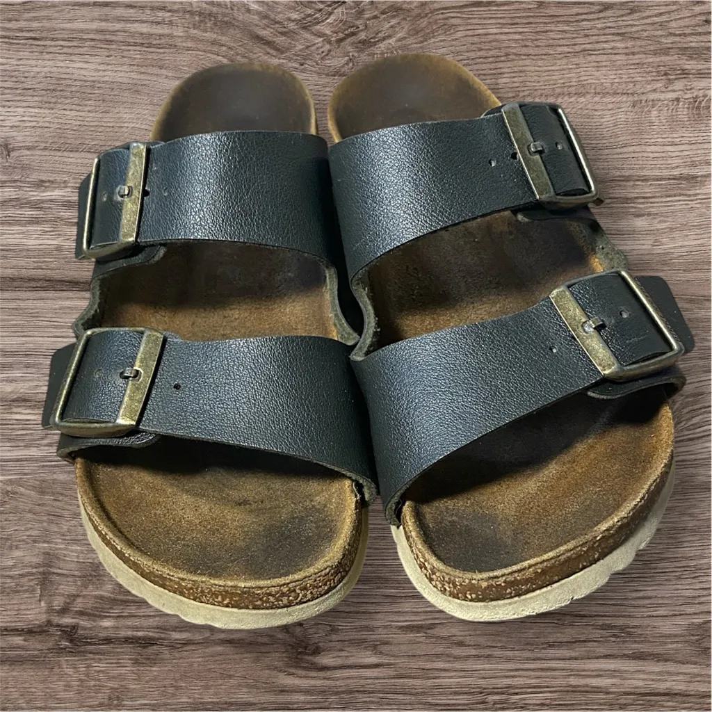 Birkenstock Dark Leather Slide Sandals - Image 5