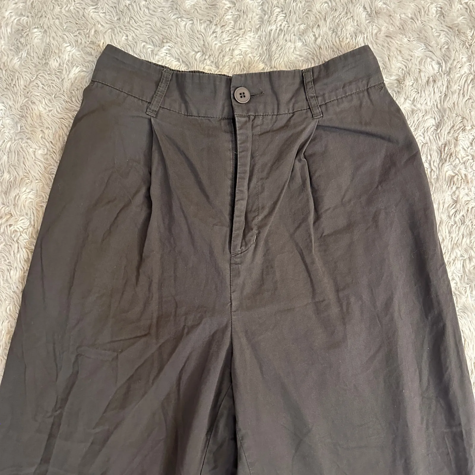 Trensic Spao Medium 100% Cotton Cool Grey Brown Wide Leg Pants Trousers Elastic Gray - Image 9