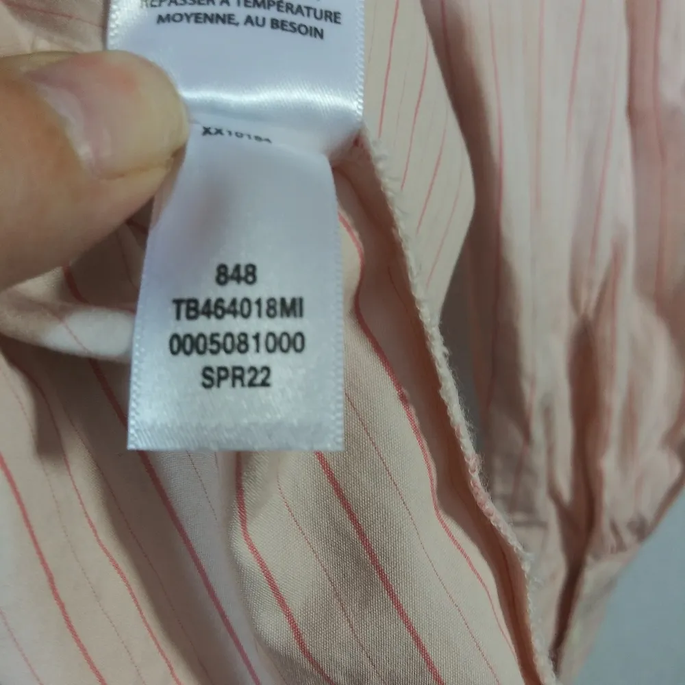 Treasure & Bond Pink Stripe Puff Sleeve Button Back Long Sleeve Top Size M - Image 9