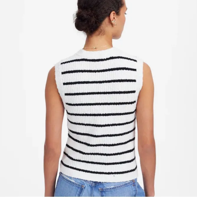 Madewell Womens Black Striped Bouclé-Knit Sweater Tank - Image 2
