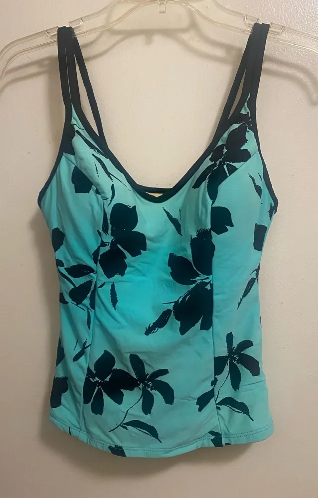 Womens Miraclesuit Miracle Suit Womens Swim Tankini Top Size 8 Blue Black Palm - Image 1