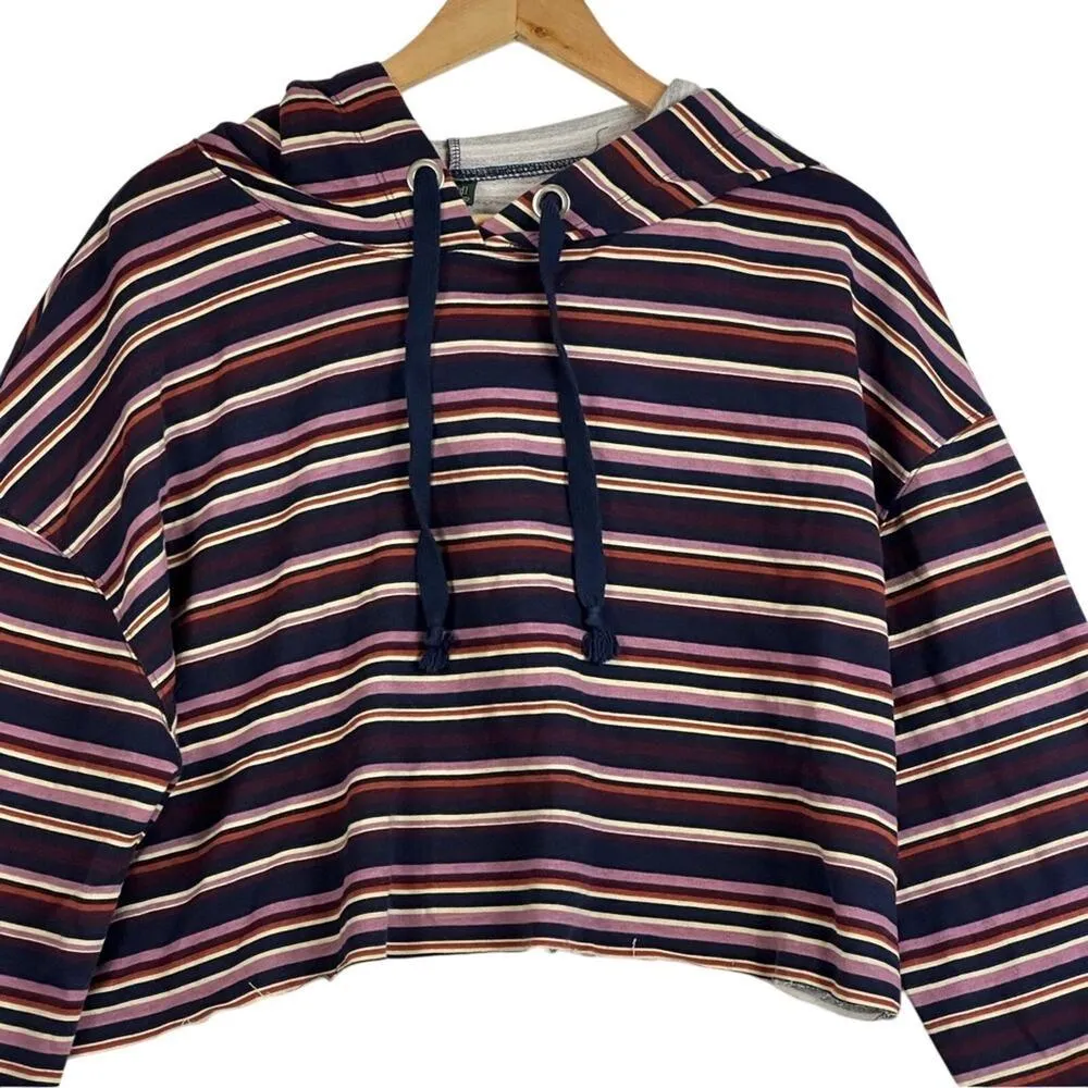 Wild Fable Hoodie Womens XXL Cotton Purple Striped Cropped Retro Y2K Lounge - Image 3