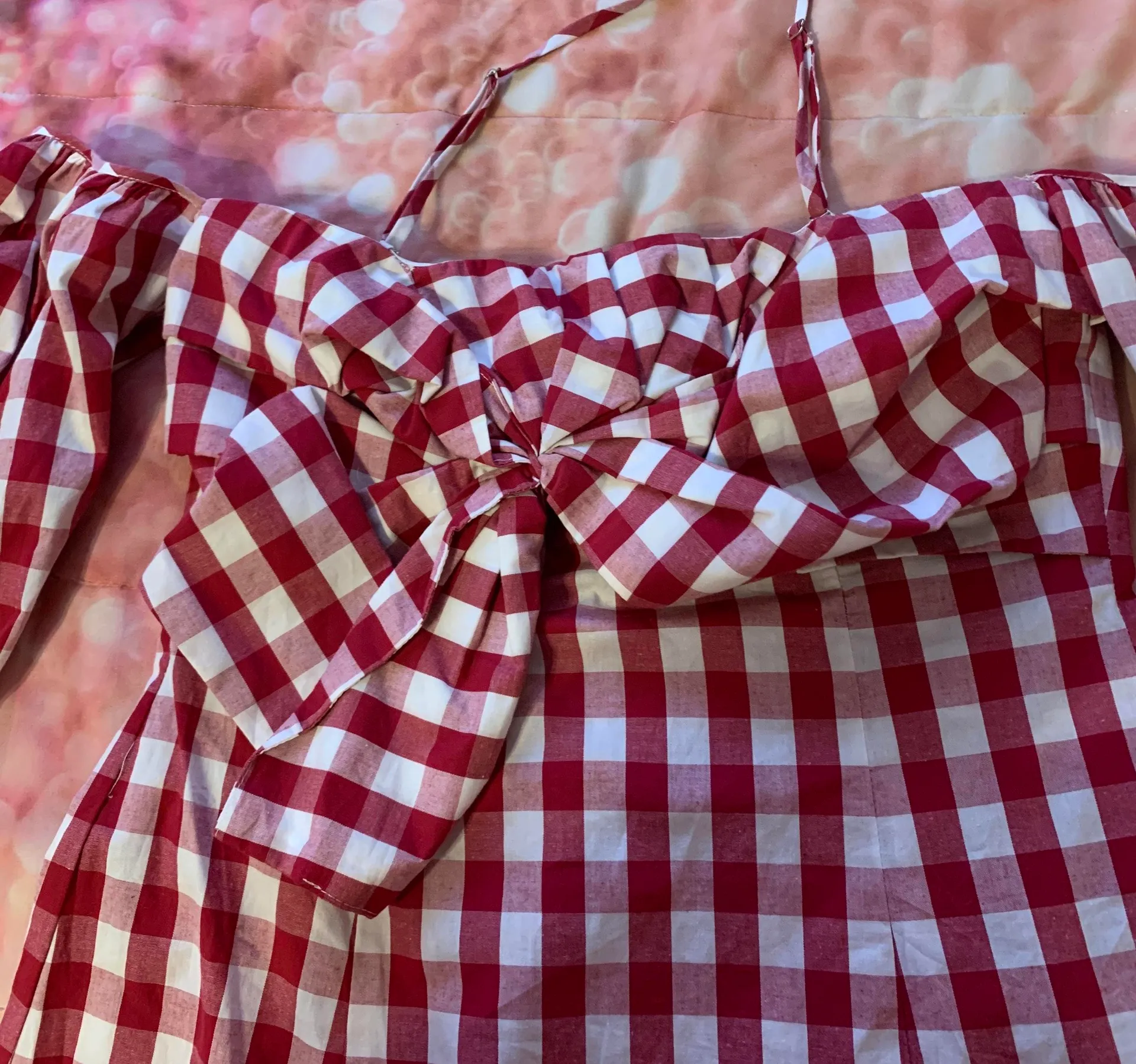 Red Checkered Boutique Off Shoulder Top - Image 9