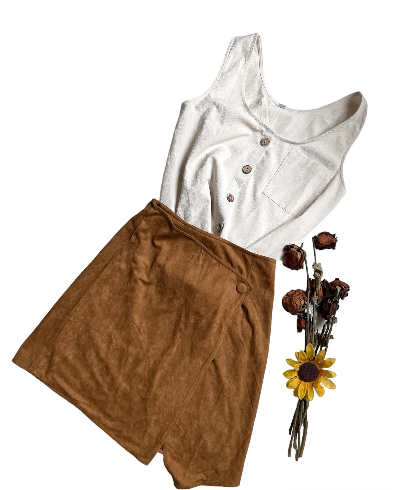 Womens beige cream tank top Tan Size M - Image 6