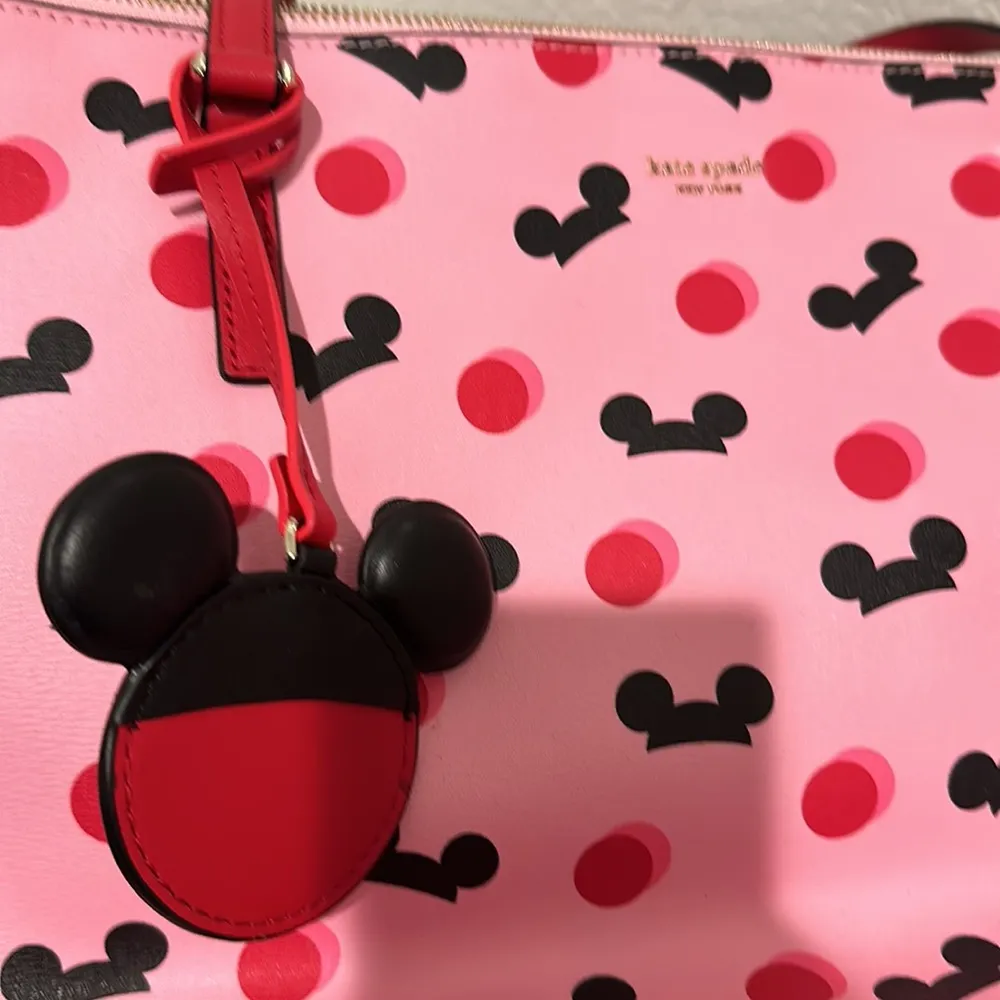Kate Spade x Disney Disneyland Parks Pink Red Mouse Ear Hat Tote Handbag NEW - Image 6