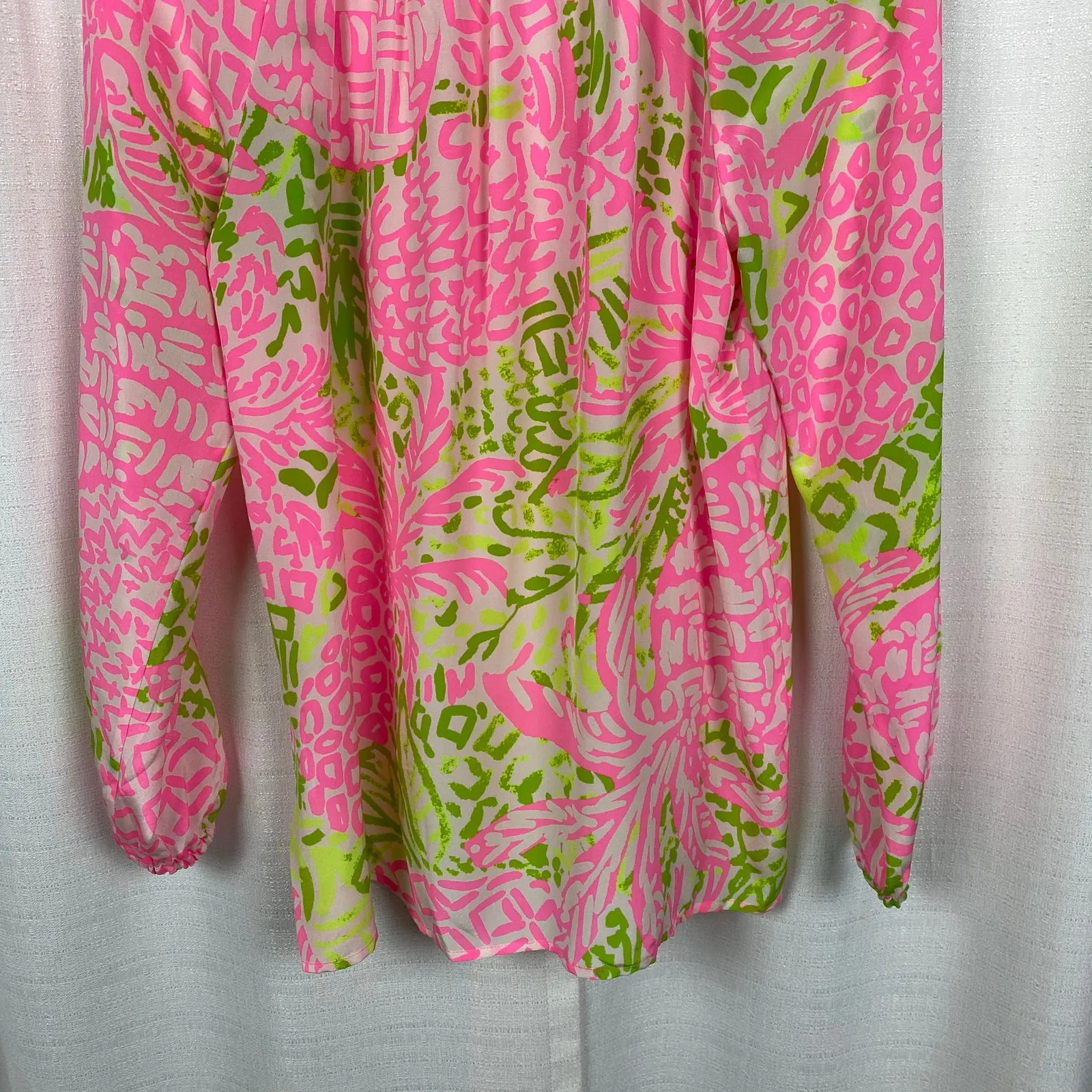 Lilly Pulitzer Pink&Green Silk Elsa Top Home Slice Pink Pineapple Sz.S - Image 12