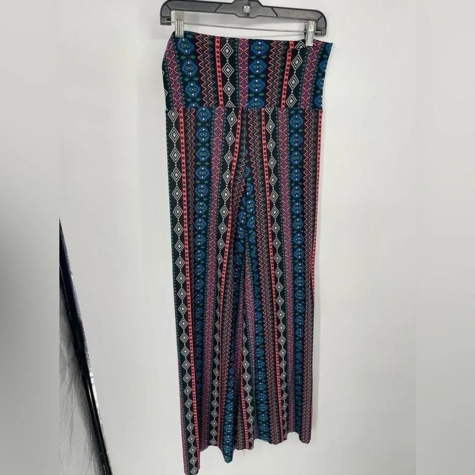 Joyce Leslie wide legs multi color‎ pants size large Blue - Image 3