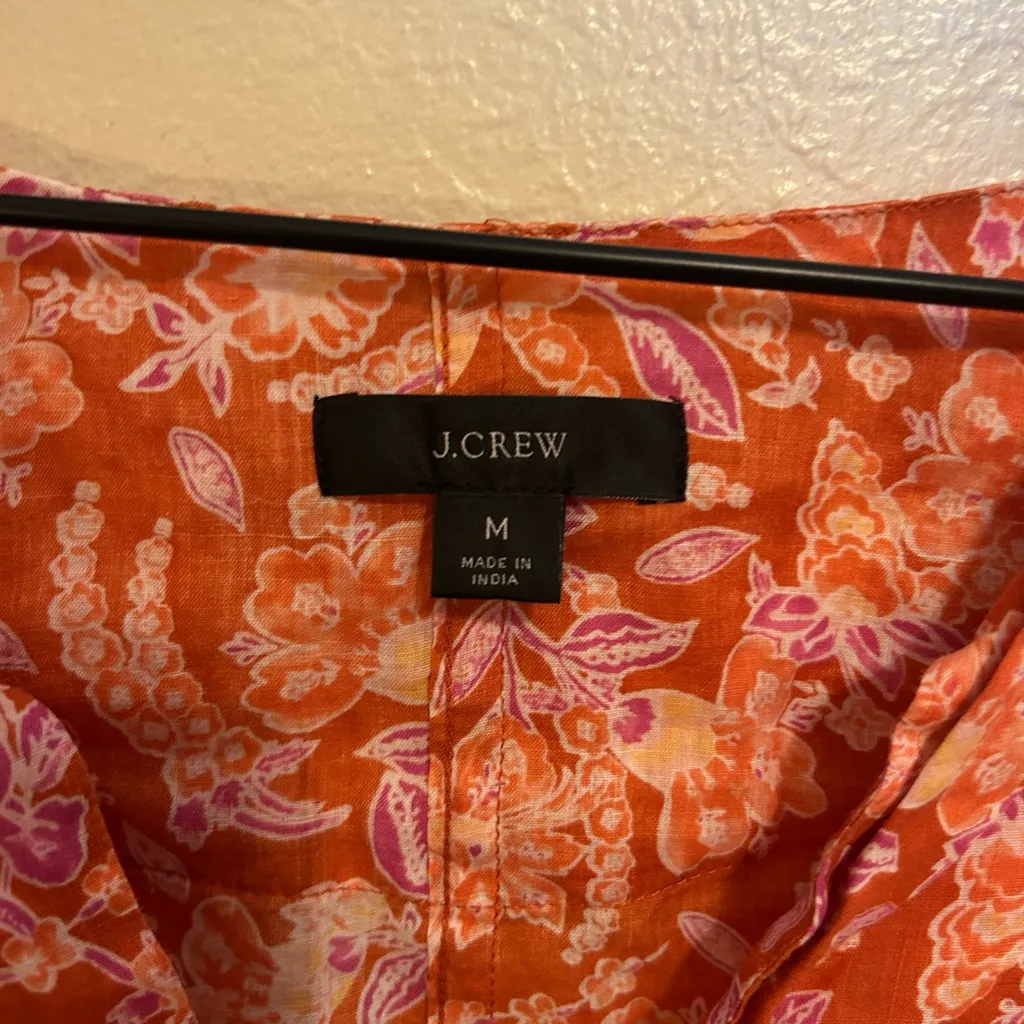 J. Crew Long -sleeve ramie tunic top in painted‎ block print - Image 3