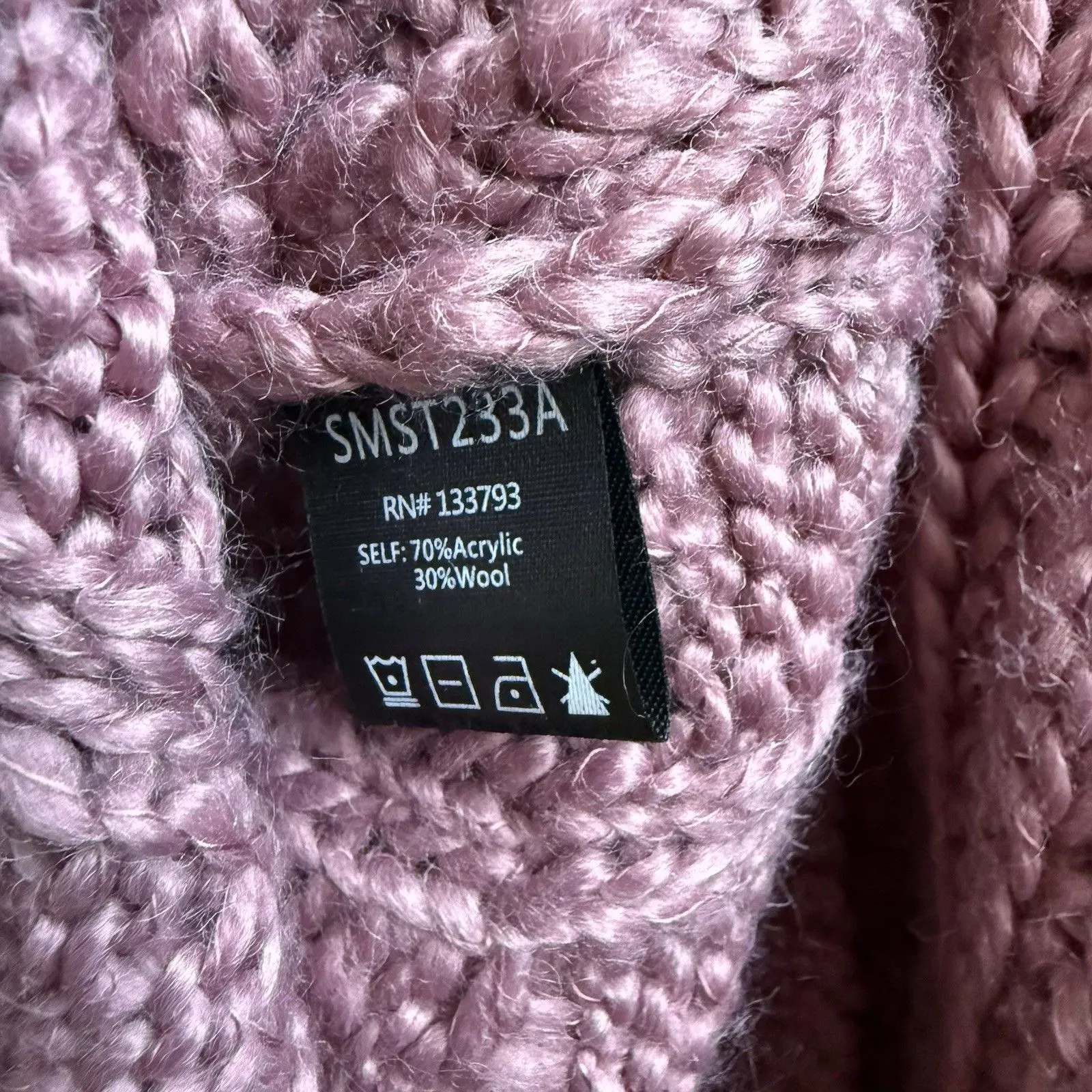 POL Sweater Chunky Pink Wool Blend Knit Oversized Size Small - Image 4