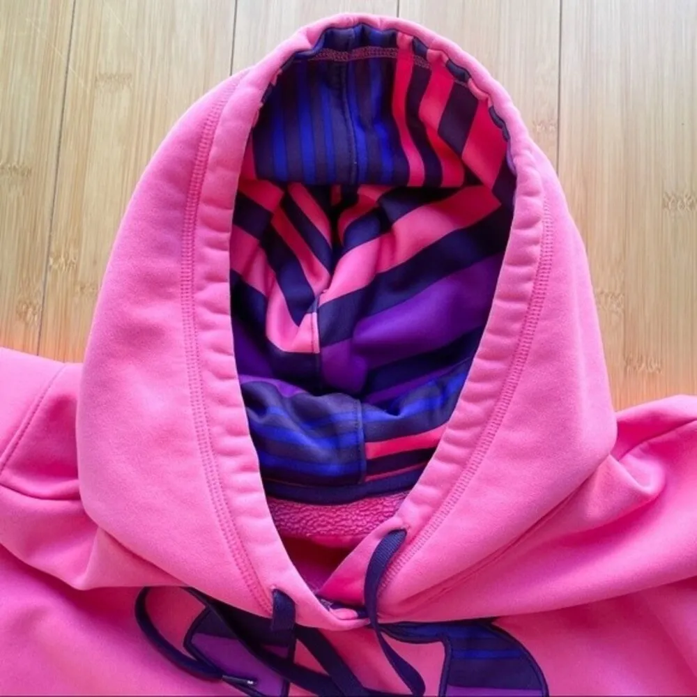 Striped Logo Storm Hoodie Pullover in Pink Size Medium M Womens - Image 8