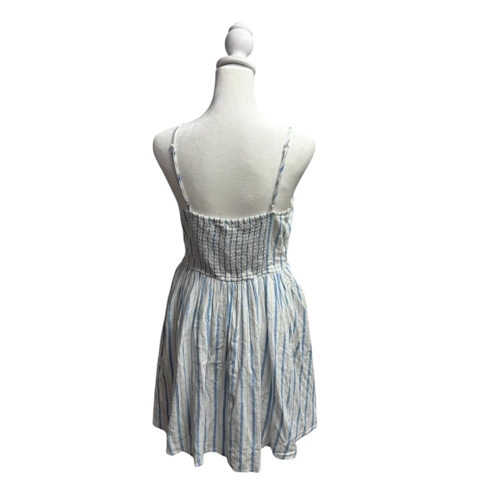 NEW Aerie Love Of Linen Blend Mini Dress Sleeveless Blue White Medium M NWT - Image 4