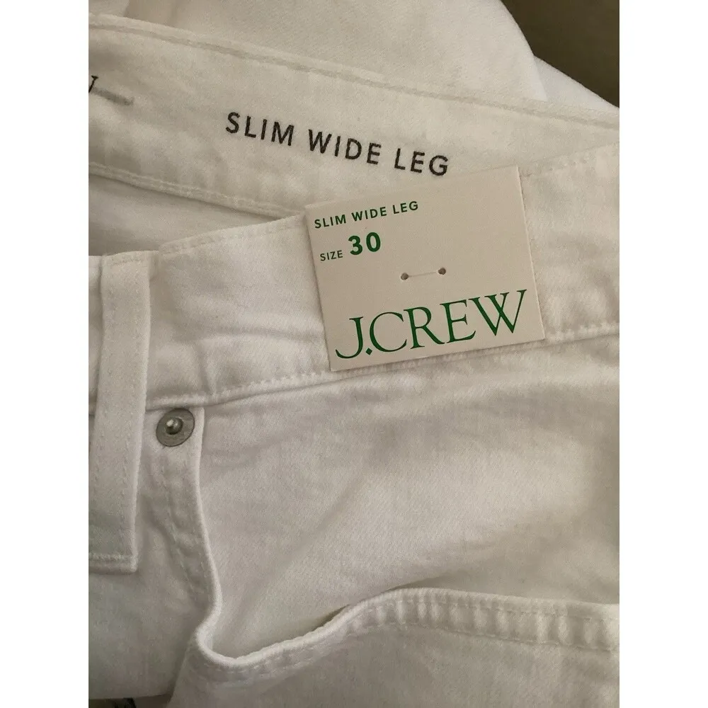J. Crew Flawed Slim Wide Leg Jeans White 30 High Rise - Image 6
