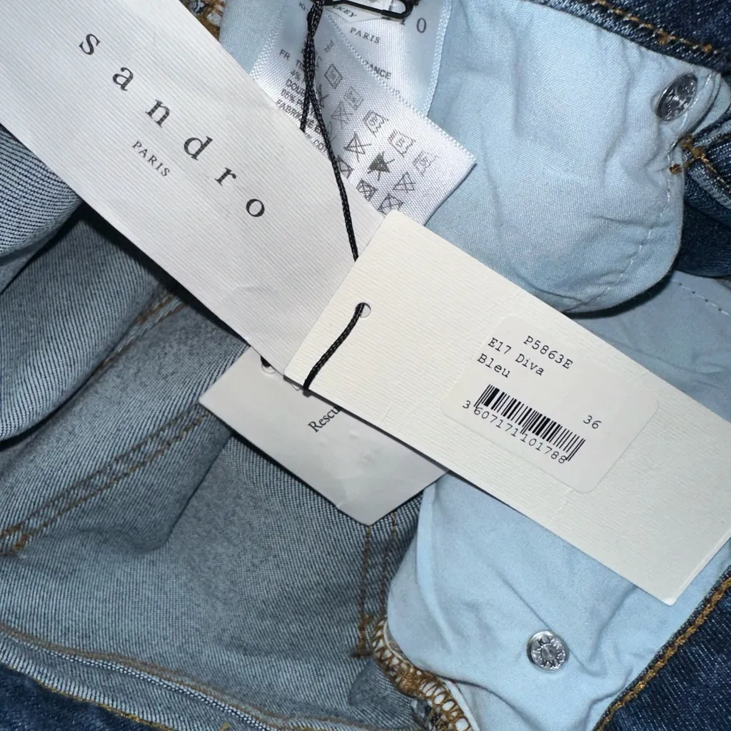 Sandro Star Print Mid‎ Rise Stretch Jeans Blue NWT Size 36 (US 4) - Image 9