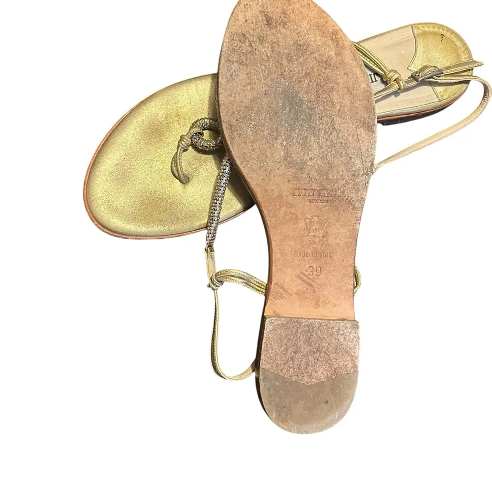 Gold Rope Know Flat Grecian Beachy Vacation Size 9 Metallic Sandals. - Image 12