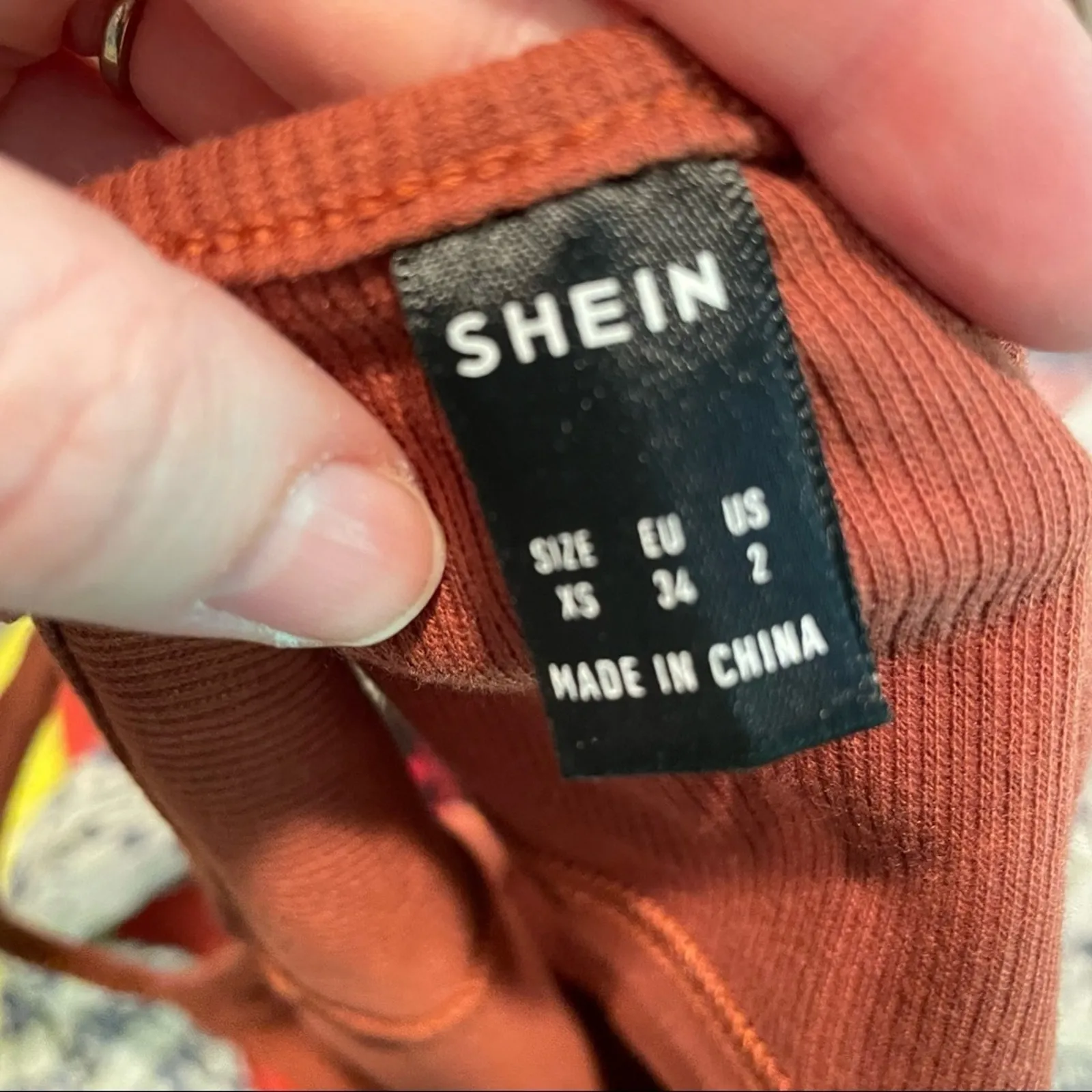 Shein Burnt Orange Ribbed Crop Tank Top Womens XS Boxy Fit Athletic Blouse - Image 4