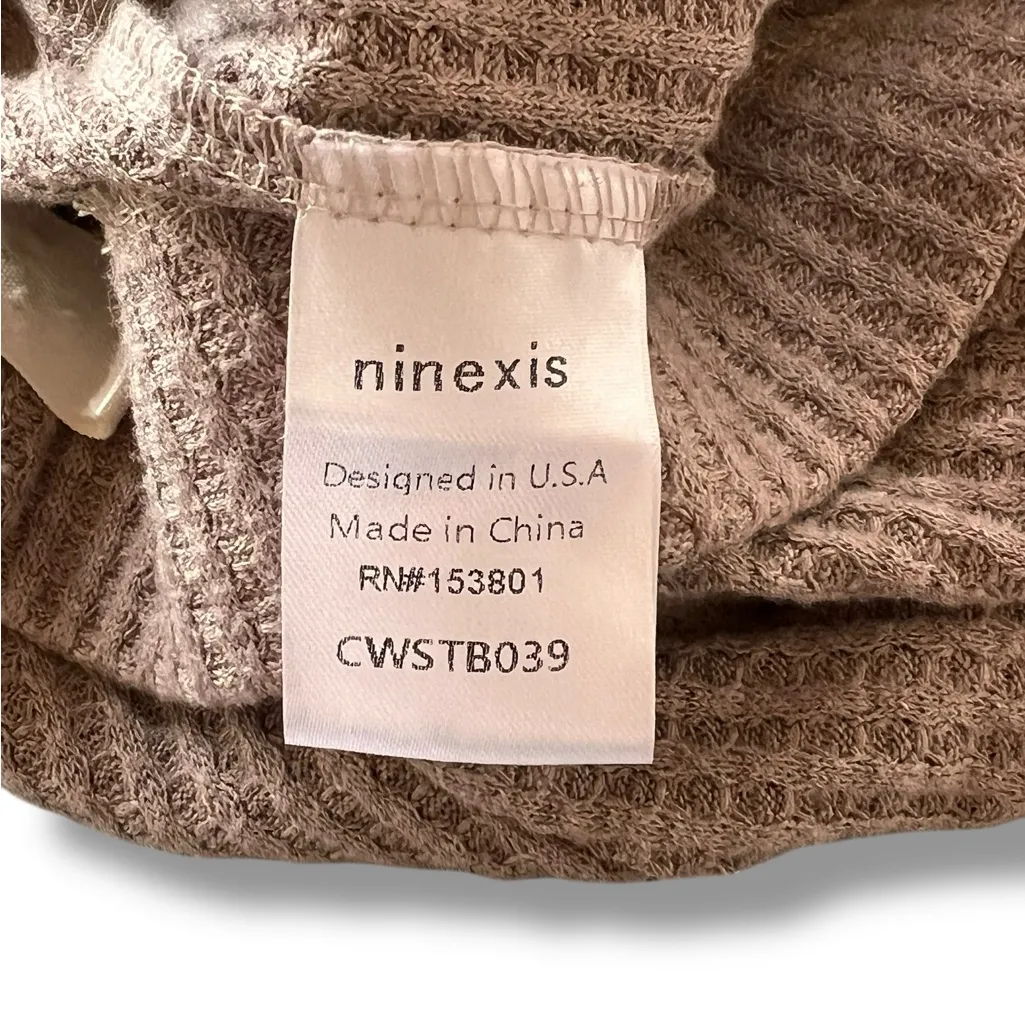 Ninexes Waffle Loose Pant XL Taupe Pull On Straight Leg Lounge Pajama Pant Tan - Image 4