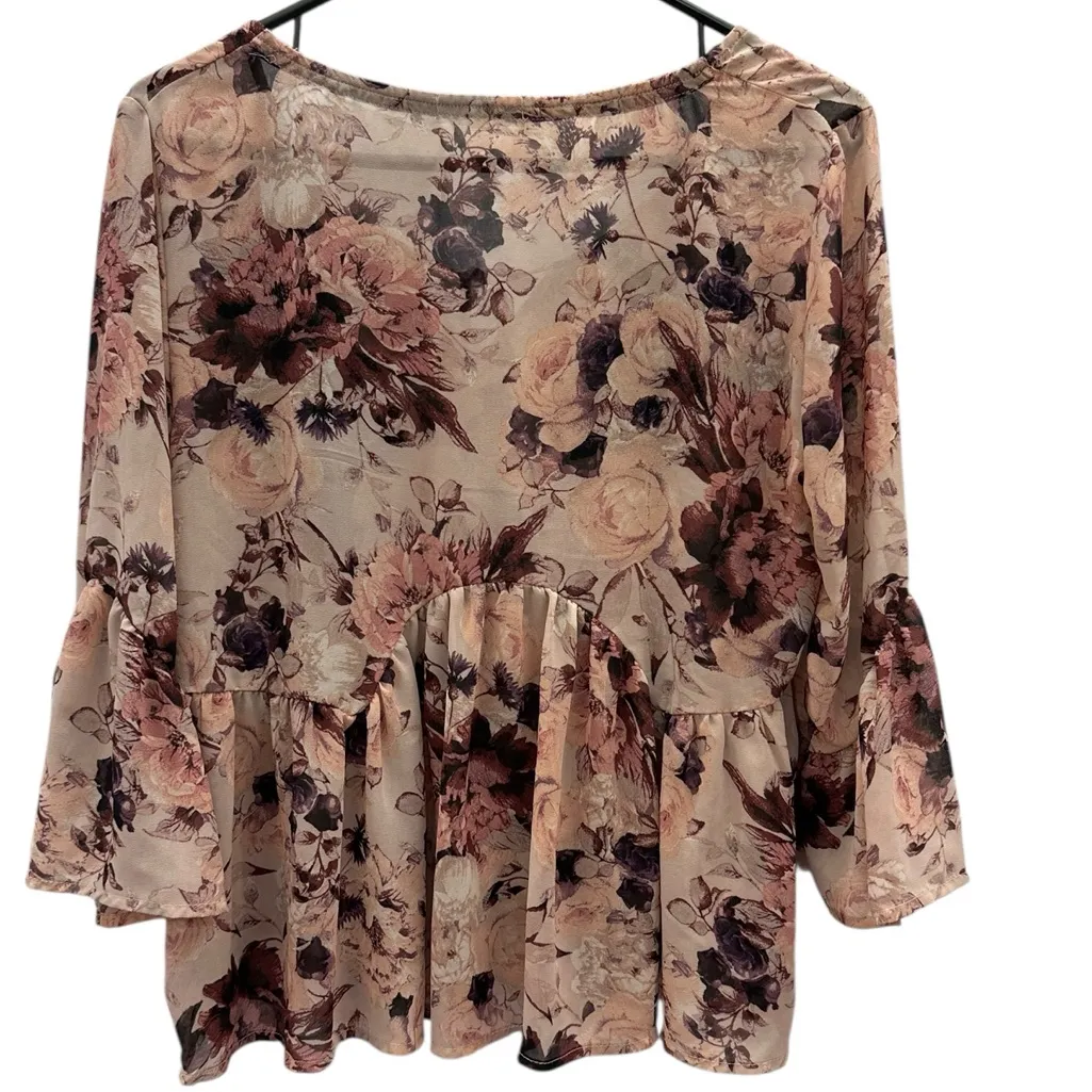 Coco and Jaimeson Floral Embroidered Peasant Bell Sleeve Tassel Blouse Top Small - Image 13