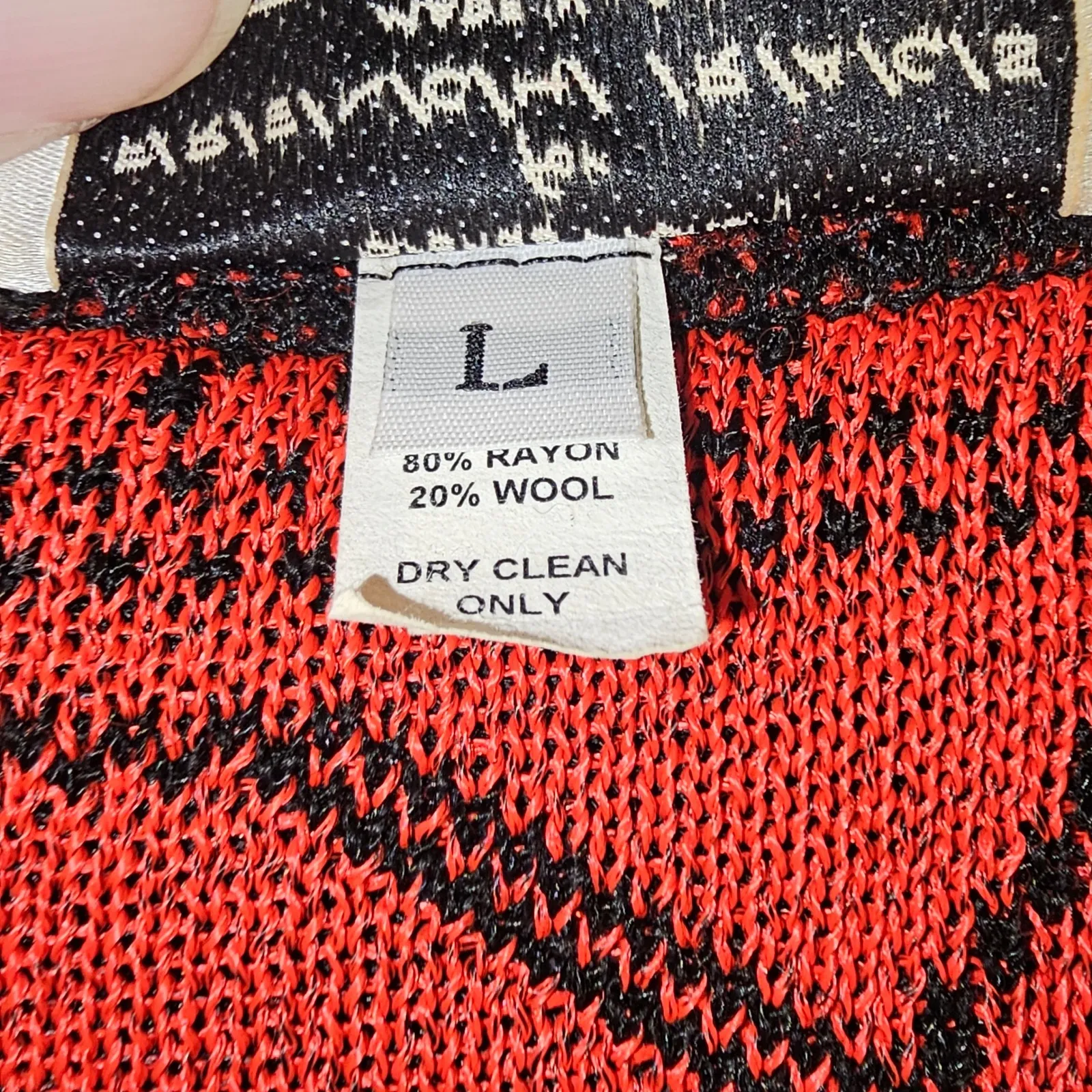 Brenda French French Rags Womens Red Black Wool Blend Cardigan Sweater Vest Lg - Image 5