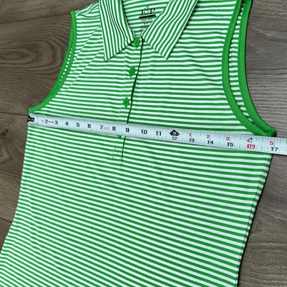 EP Pro Tour Tech Striped Golf Tennis Polos Tank‎ Tops Pink Green Size Small - Image 10