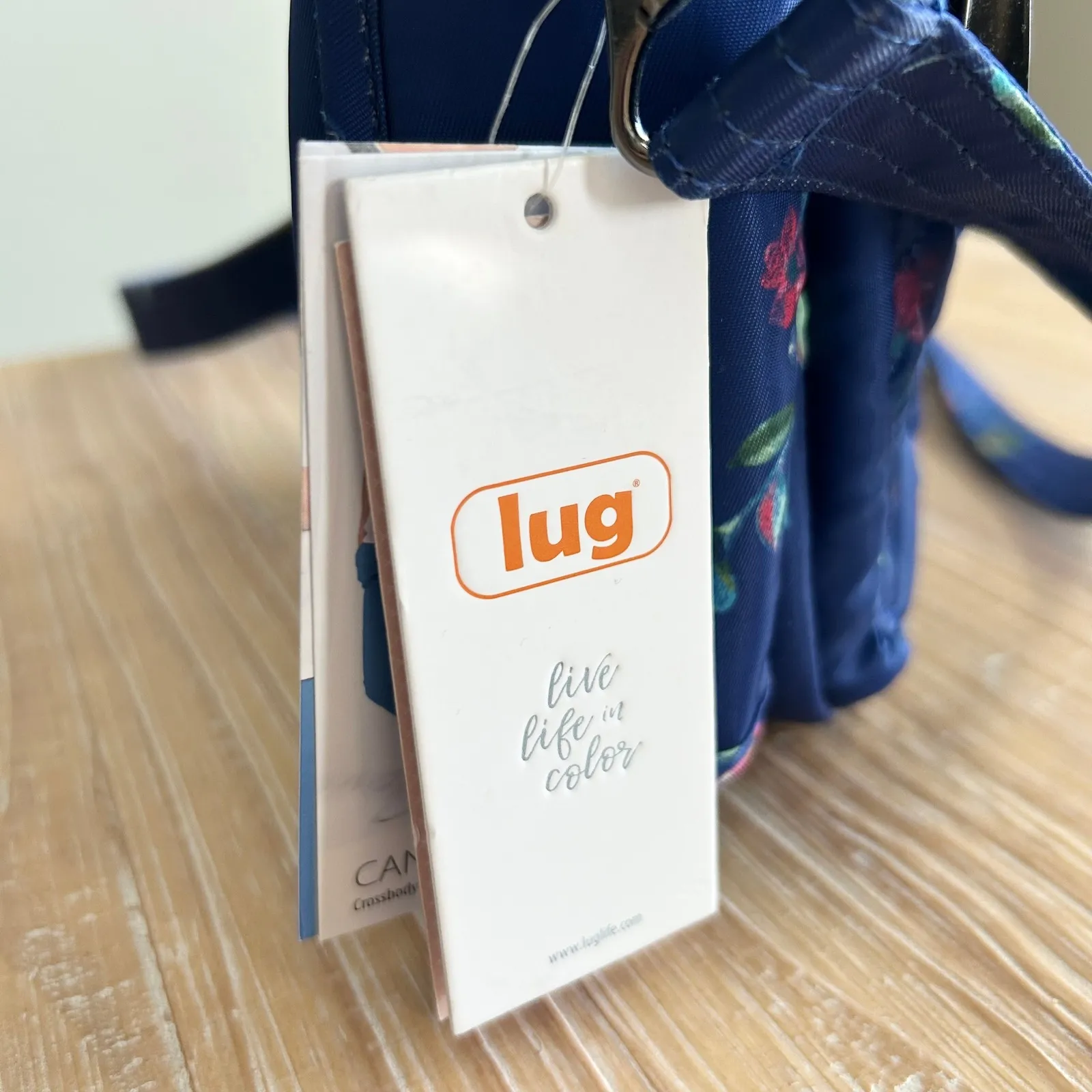 NEW Lug Can Can SE RFID Crossbody Bag Blue Floral Quilted Nylon Adjustable Strap - Image 5