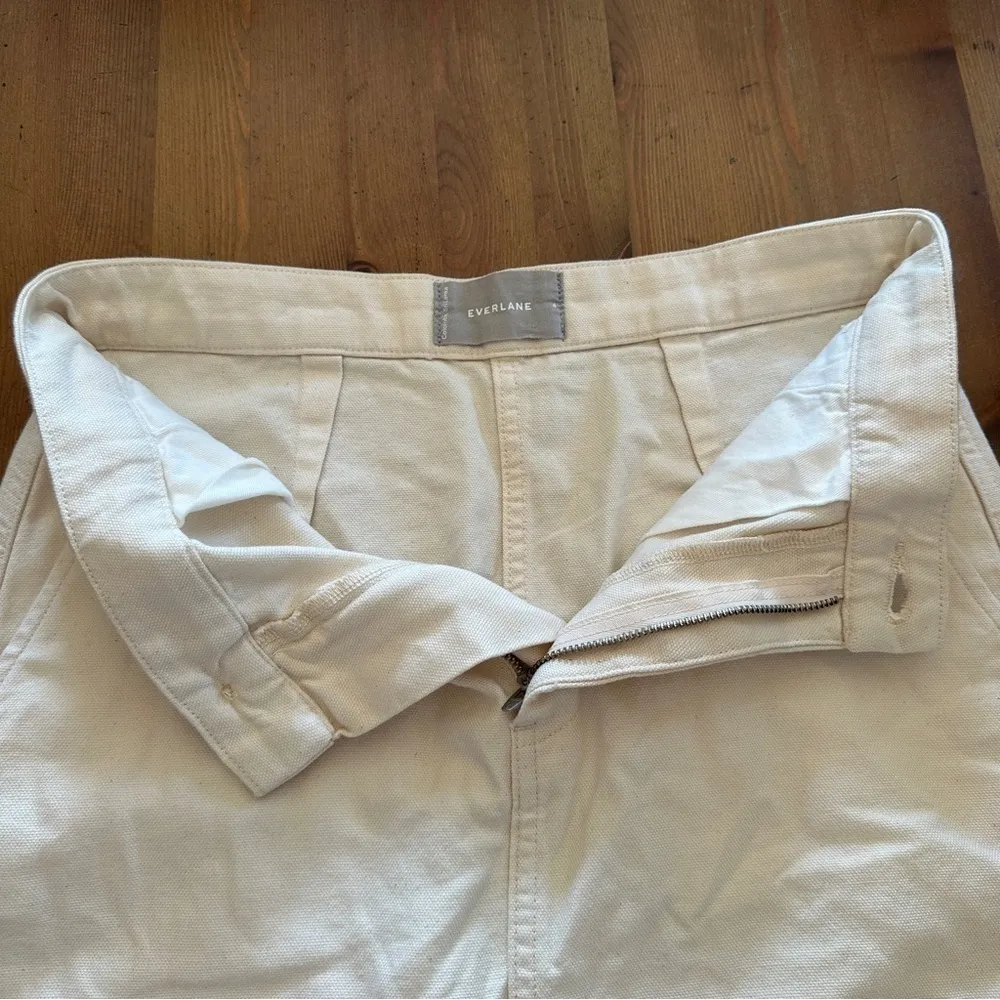 The Canvas Stamp Mini Skirt Cream Cotton Straight Zip Fly - Image 7