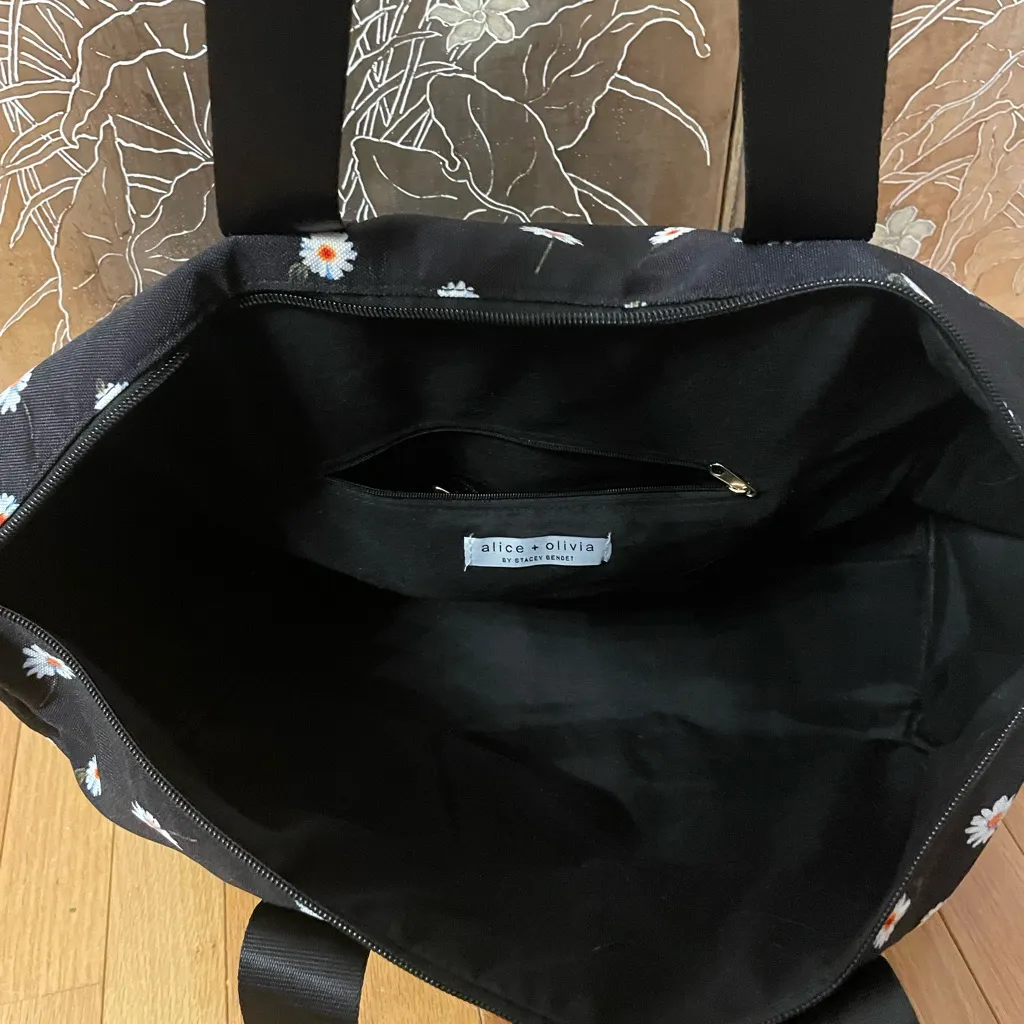 Alice + Olivia Black Floral Tote Bag - Image 3