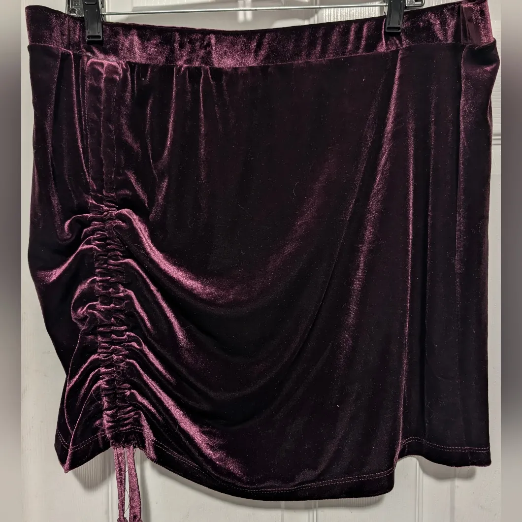 Arizona Jean Co Burgundy Velvet Ruched Skirt XXL Plus Size Winter Party Lined - Image 6