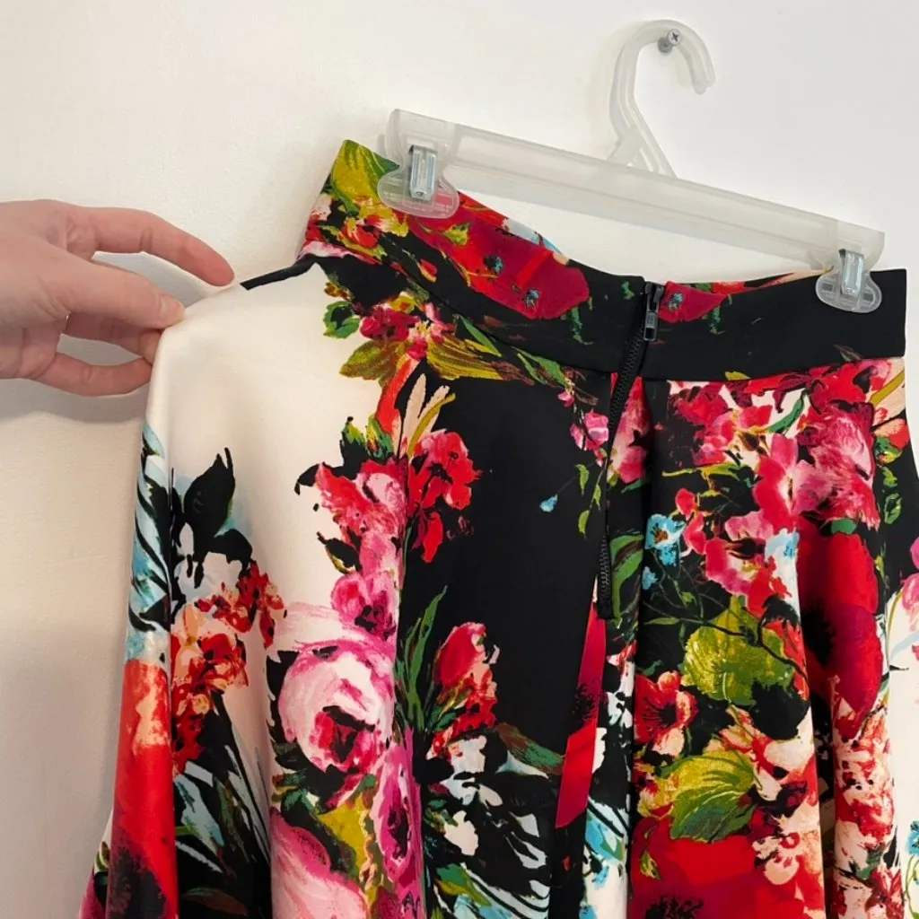 AQUA BLOOMINGDALES Floral Inverted Pleat Skirt Neoprene Mini Skirt Multi A-Line - Image 14