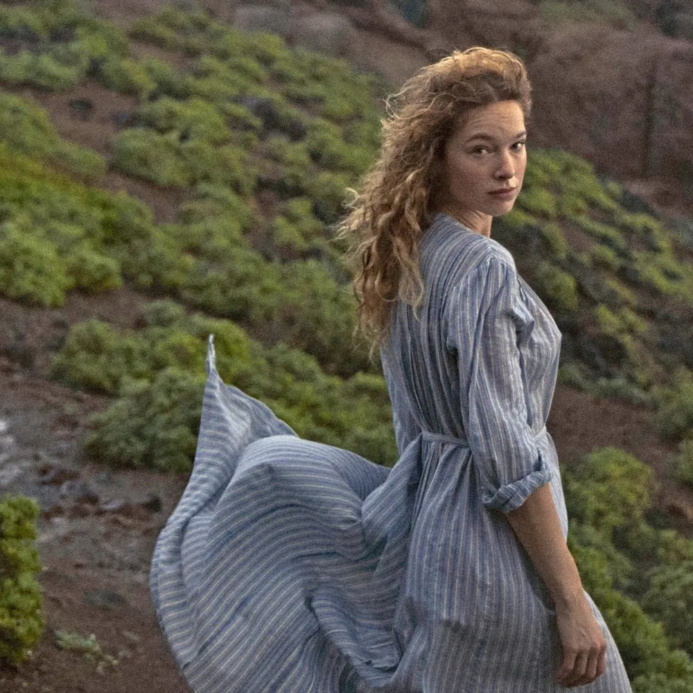 Doen Lorena Dress in Monte Isola Stripe Blue Size XS - Image 2