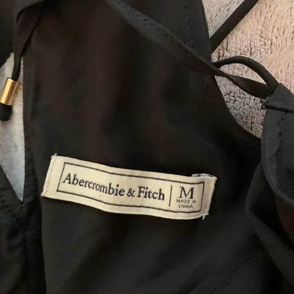 Abercrombie & Fitch Dress Size Medium Black Pleated Maxi Chevron Hem‎ Sleeveless - Image 6