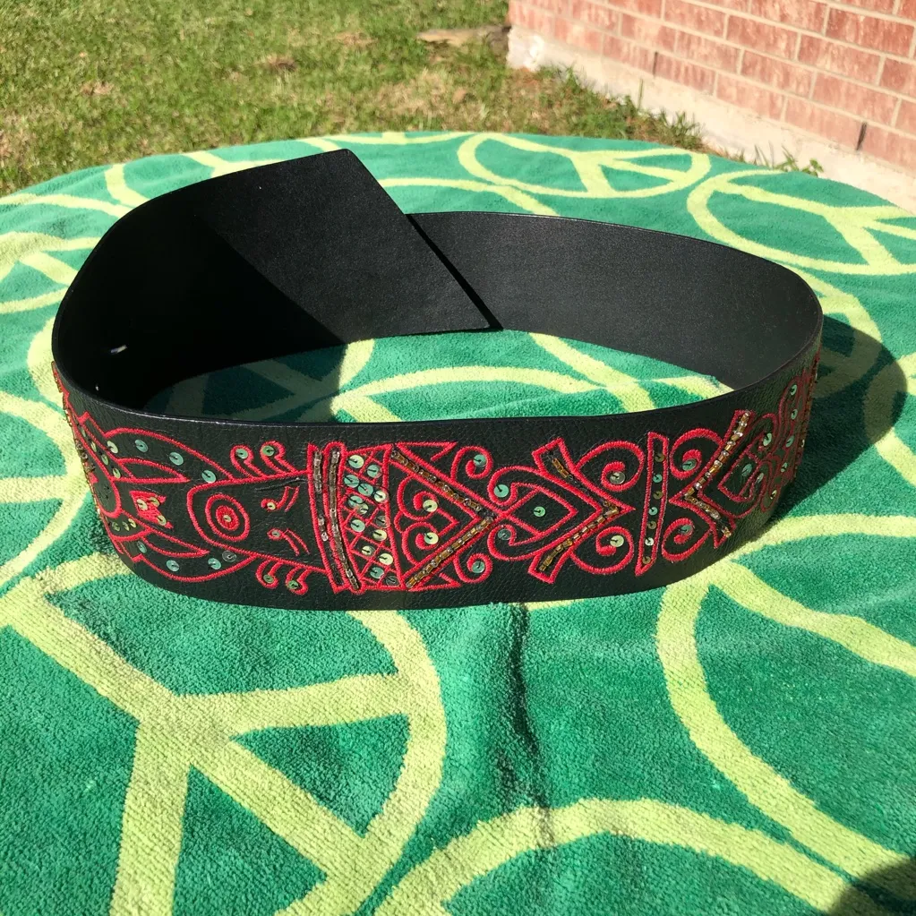 CHICO’S Tiki Embroidered/sequin Leather Wrap Belt S - Image 5