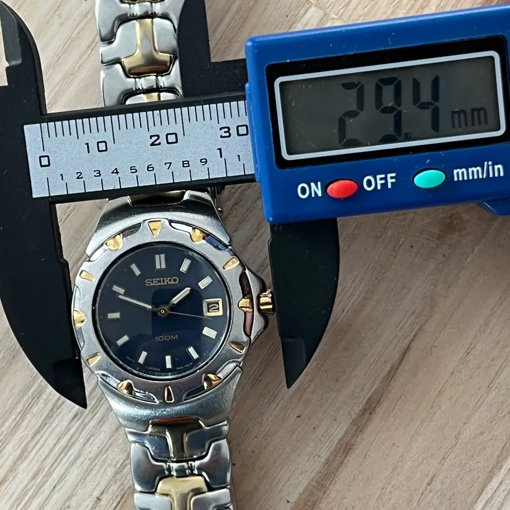 Seiko Ladies Watch Vintage Blue Dial Two-Tone Bracelet Date 10BAR 100M Resistant - Image 13