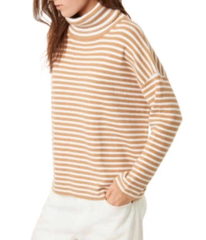NWT FRENCH CONNECTION Stripe Micro Ribbed Turtleneck Sweater Size XS - Image 2