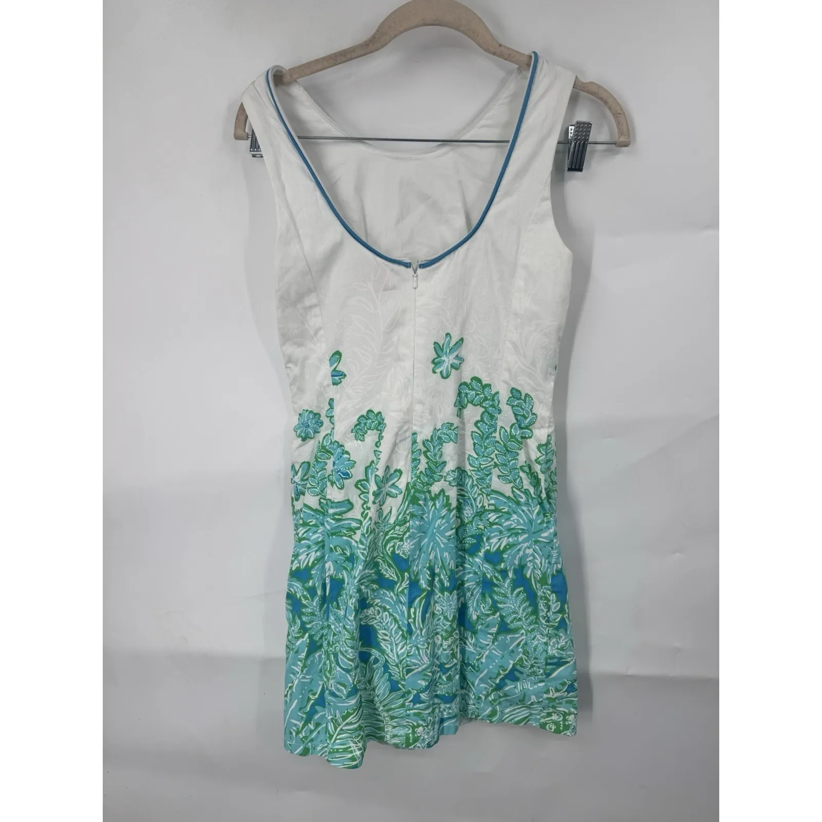 Lilly Pulitzer Carlow Shift Mini Dress Women 2 White Blue Preppy Coastal Beach - Image 2