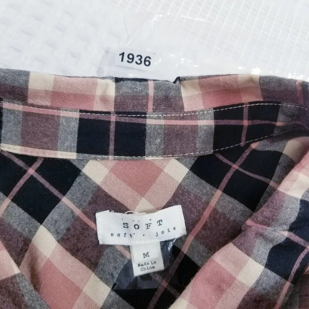 SOFT Joie Plaid Button Down Shirt Black Size M - Image 8