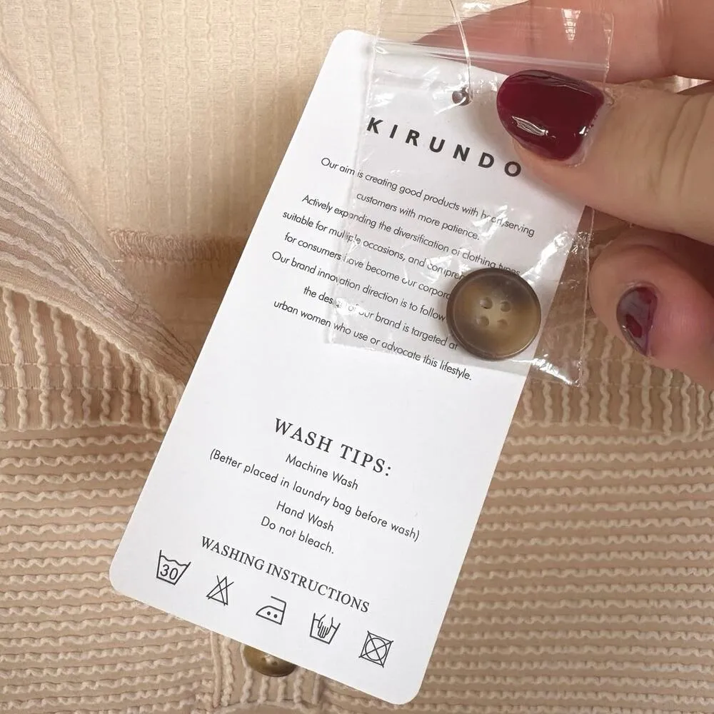 NWT Textured Pastel Henley Blush Pink Comfort Loungewear Blouse Size Medium - Image 8