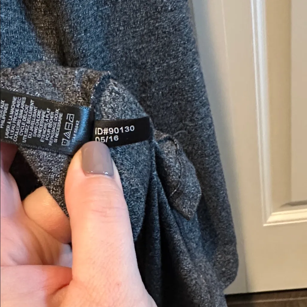 Express XL Heathered Charcoal Gray V-Neck Long Sleeve A-Line Jersey Knit Dress - Image 6