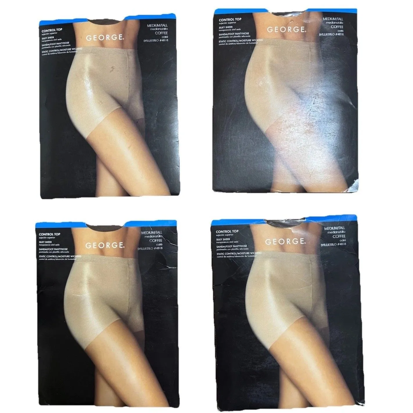 4*NEW VTG George Fashion Pinstripe‎ Control Top Legwear Coffee Medium Bundle - Image 2