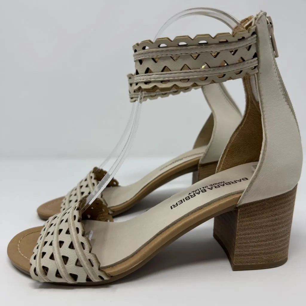 Barbara Barbieri Leather Open Toe Sandal Heels Womens 6 White Anthropologie NWOT - Image 7