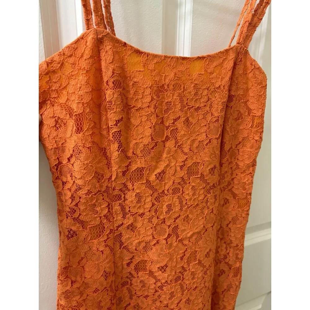 Italian Designer Emanuela Beghelli By Beghi Orange Lace Mini Dress Bodycon Style - Image 2