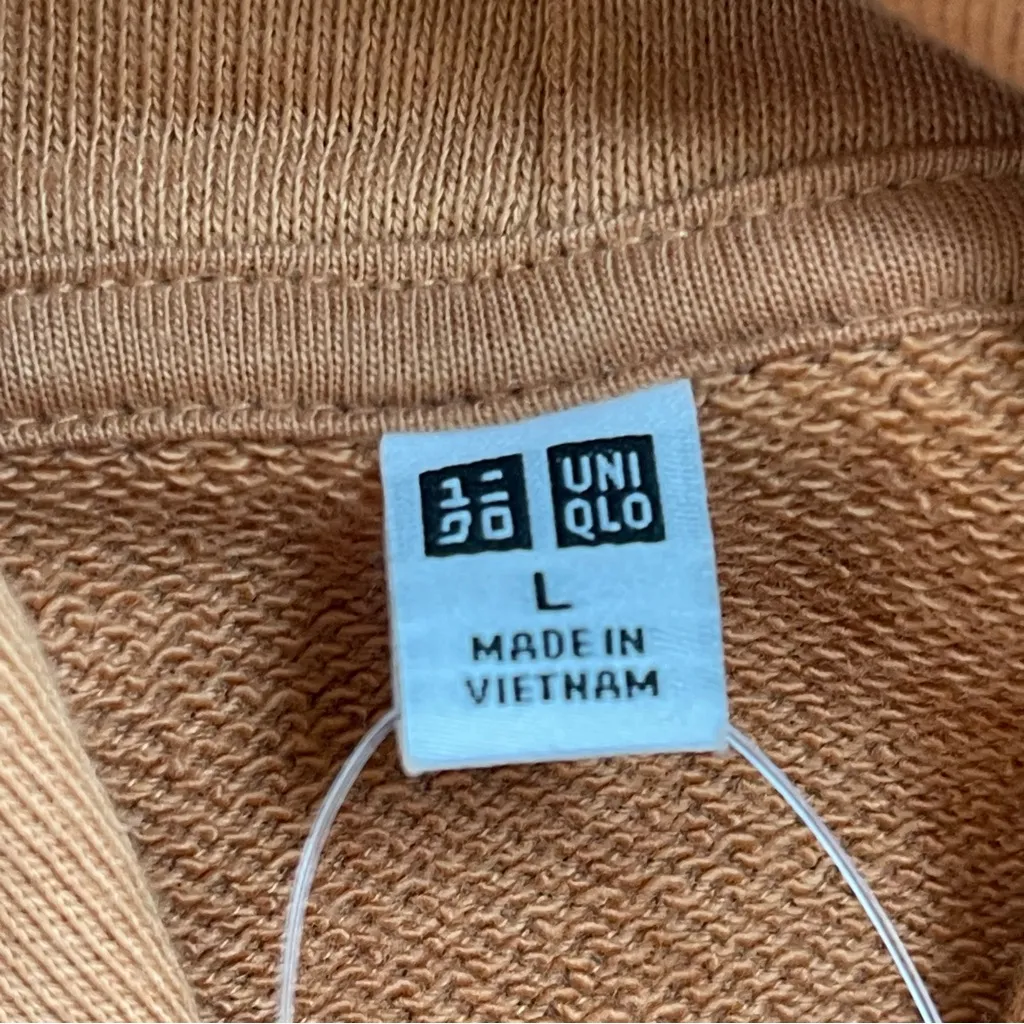 Uniqlo Sweat Hoodie Long-Sleeve Dress Orange 85% Cotton Sz Large - Image 12