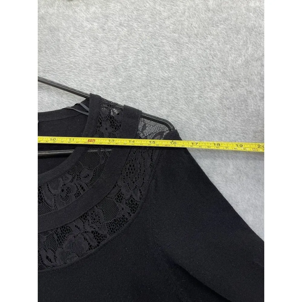 Vince Camuto Women's Fit & Flare Solid Black Dress Lace 3/4 Sleeve Size Small - Image 7