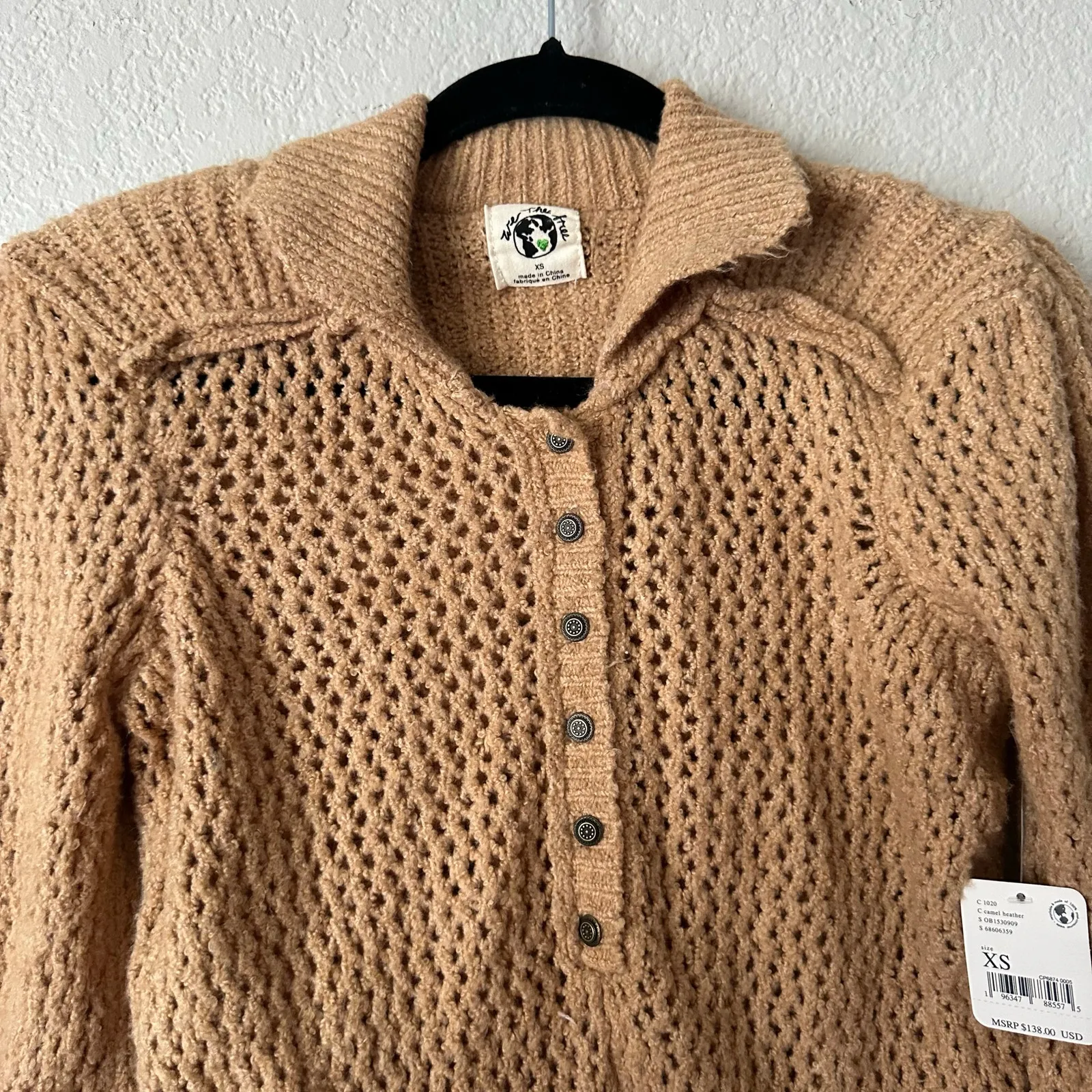 Free People Care FP Snowdrift Pullover Knit Sweater in Camel Heather Size XS - Image 6