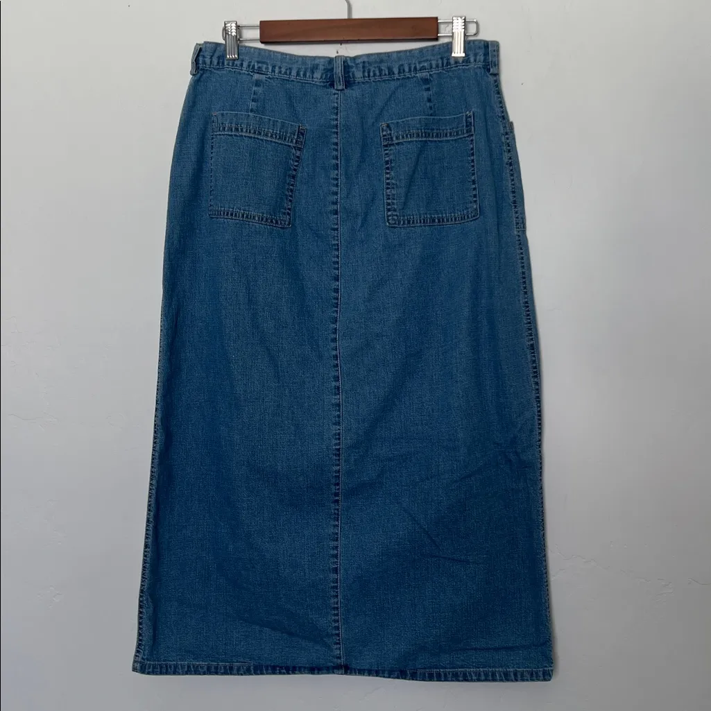Gloria Vanderbilt Long Denim Skirt Front Slit Blue Size 14 - Image 6