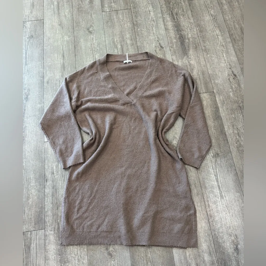 Chic Beige Long Sleeve Sweater Dress Tan Size 1X - Image 2