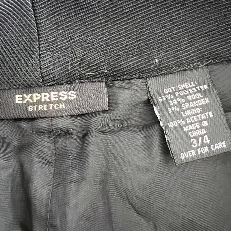 EXPRESS  Black Wool Blend Stretch Mini Skirt Size 3/4 - Image 4