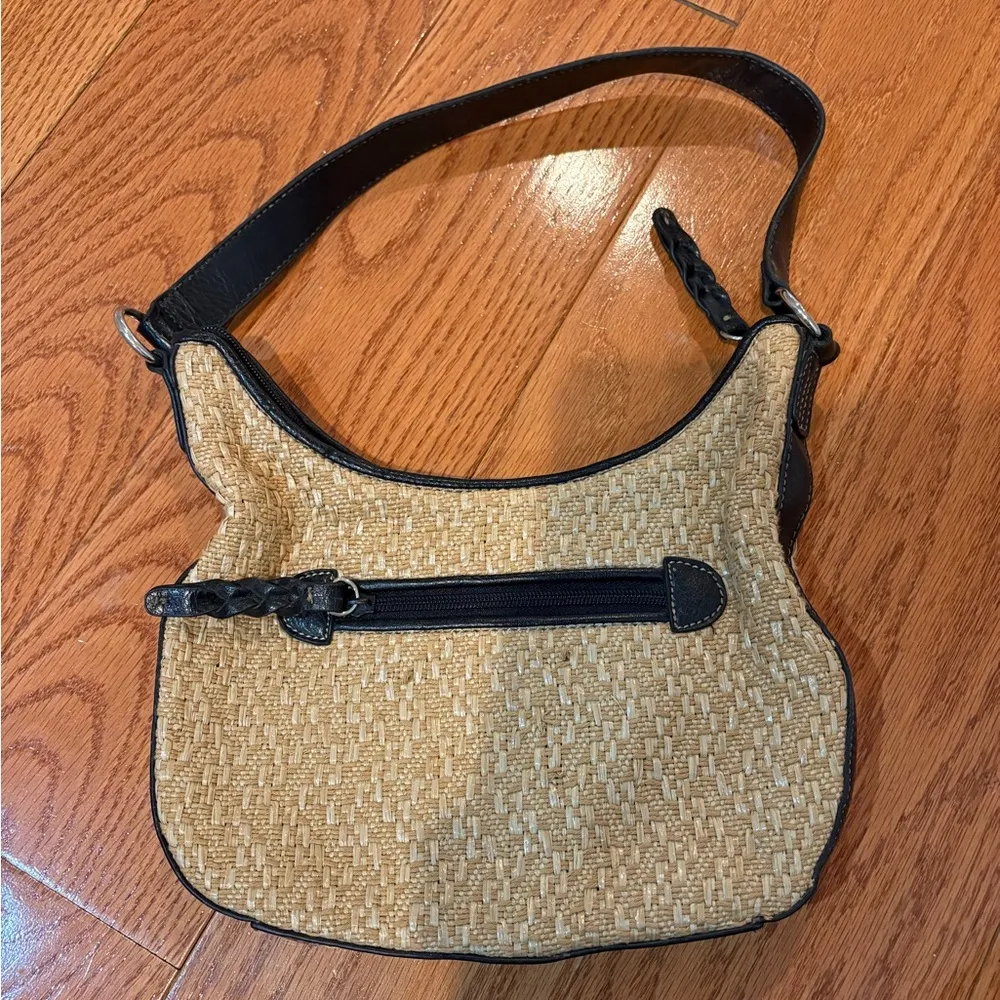 Stone Mountain leather and straw purse bag - Image 3