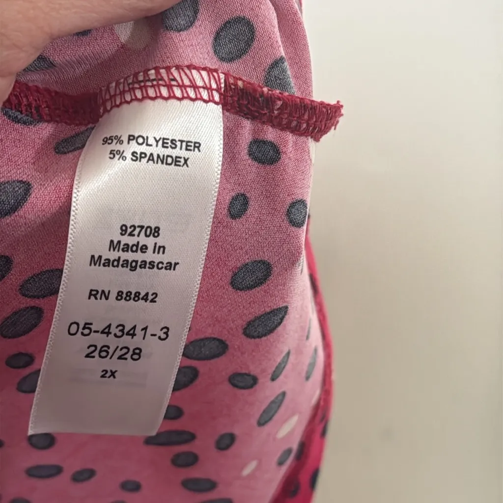 Woman Within 3/4 sleeve polka dot a line dress plus size woman 26/28 pink - Image 5