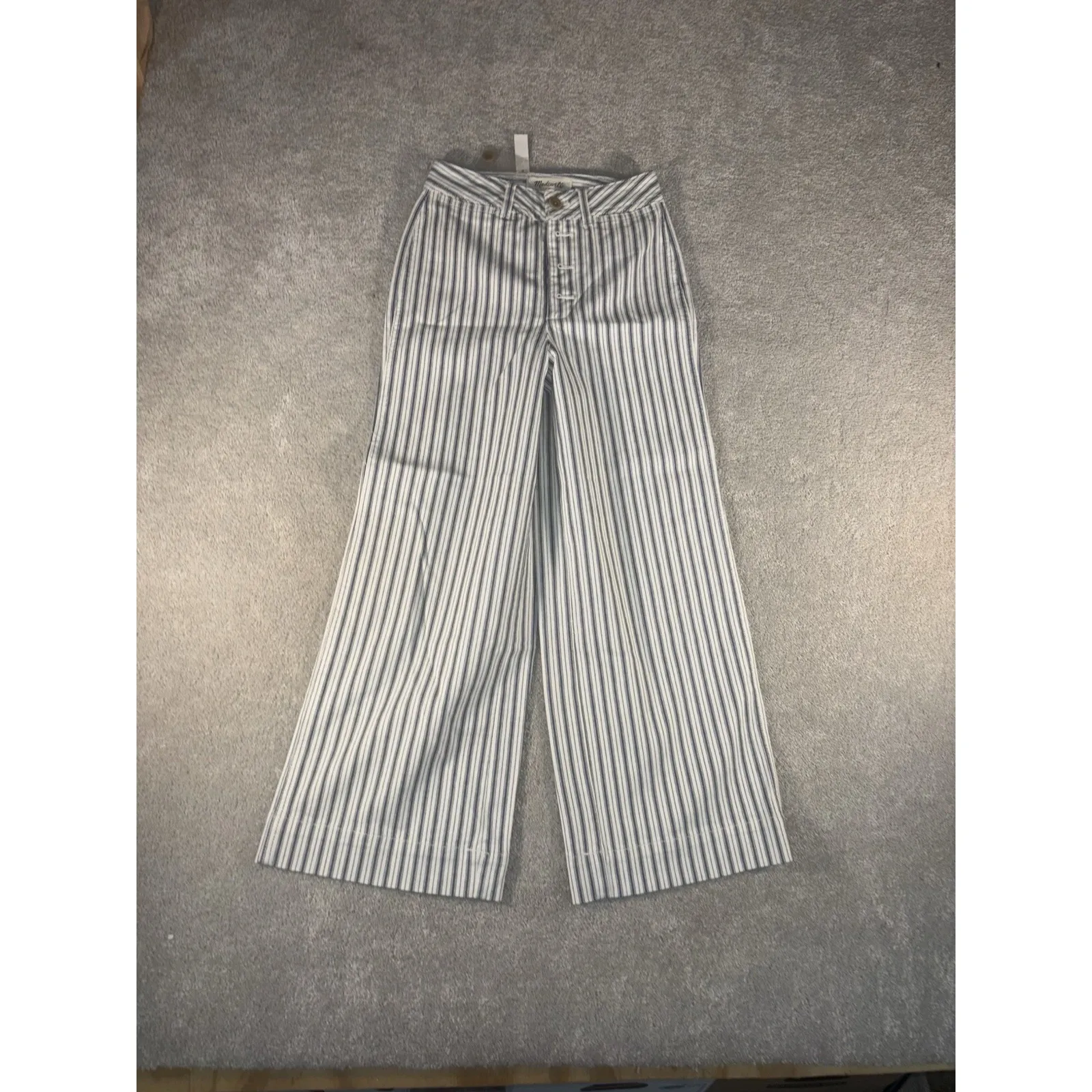 Madewell Emmett‎ Wide-Leg Crop Pants in Herringbone Railroad Stripe Size 23 NEW - Image 2